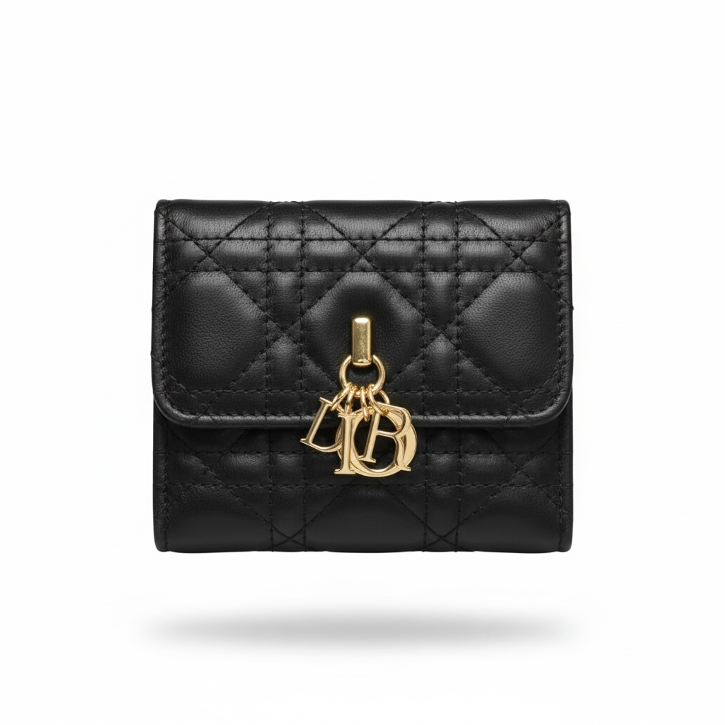 Miss Dior Black Quilted Compact Wallet 🖤✨