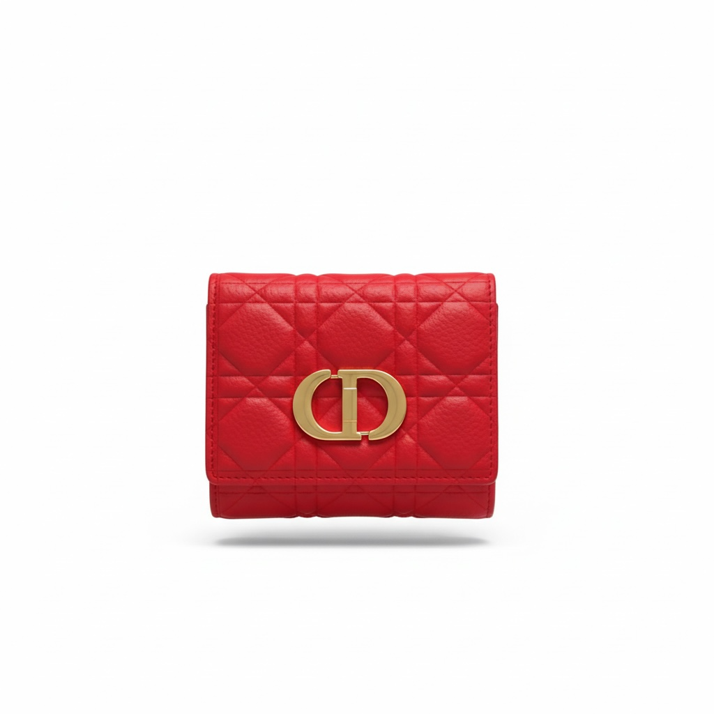CD Red Quilted Compact Wallet ❤️✨