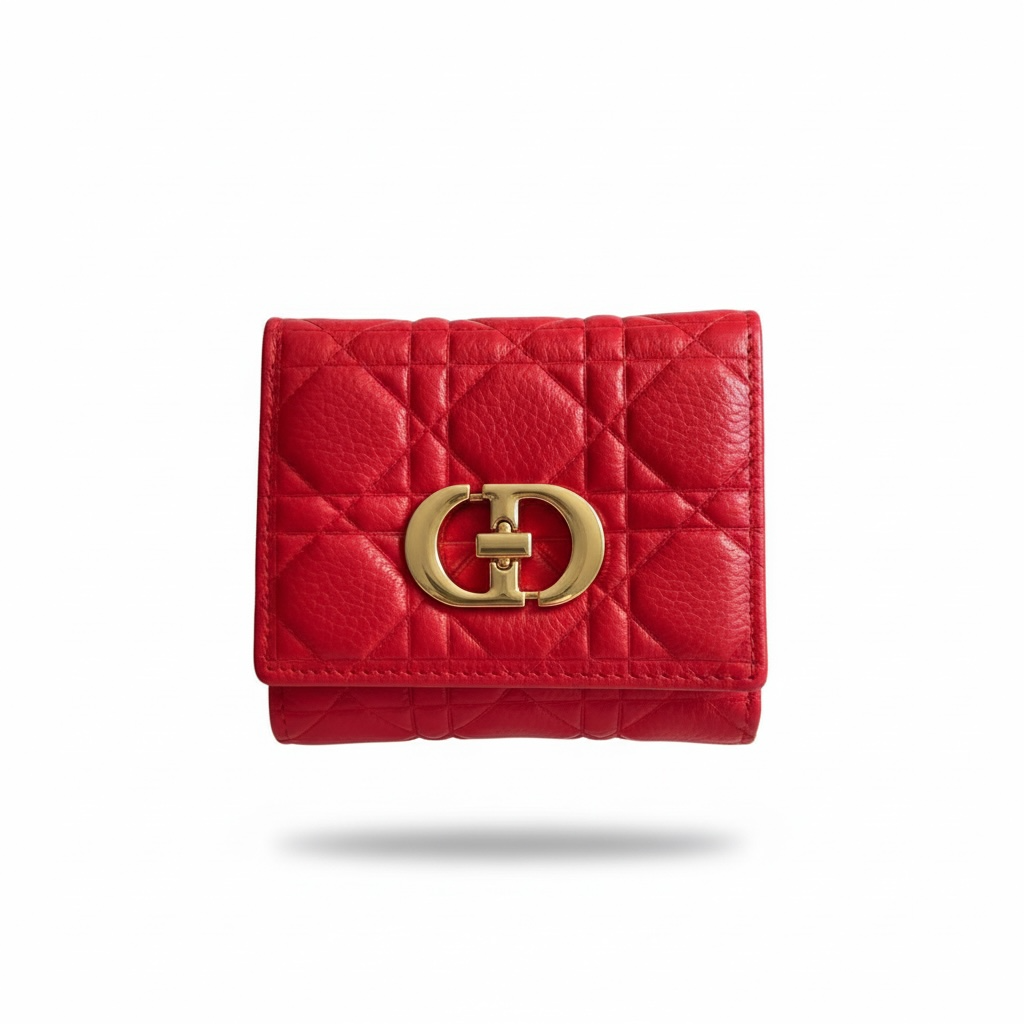 CD Red Quilted Compact Wallet ❤️✨