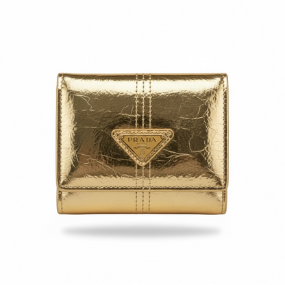 Prada Gold Metallic Compact Wallet 💛✨