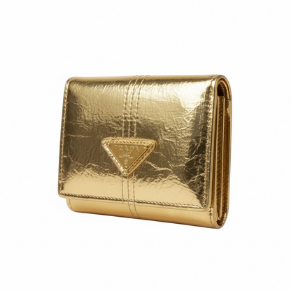 Prada Gold Metallic Compact Wallet 💛✨