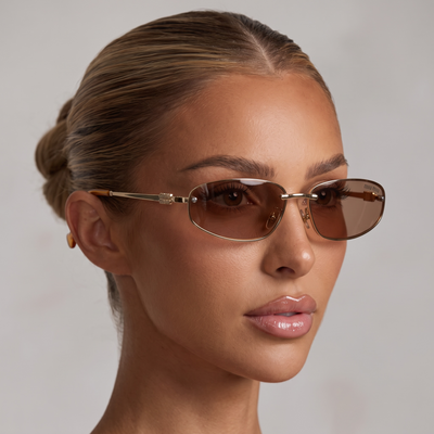✨ Miu Miu Rectangular Sunglasses | Gold Frame & Warm Brown Lenses 🤎