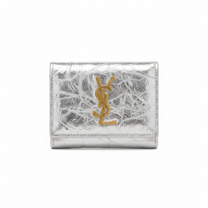Yves Saint Laurent Silver Metallic Compact Wallet ✨🩶