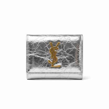 Yves Saint Laurent Silver Metallic Compact Wallet ✨🩶