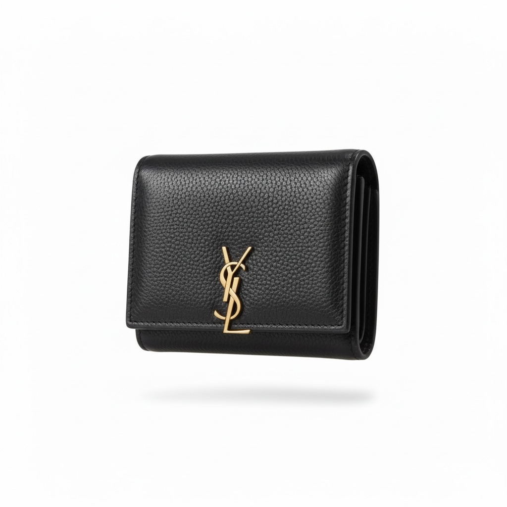 Yves Saint Laurent Black Leather Compact Wallet 🖤✨
