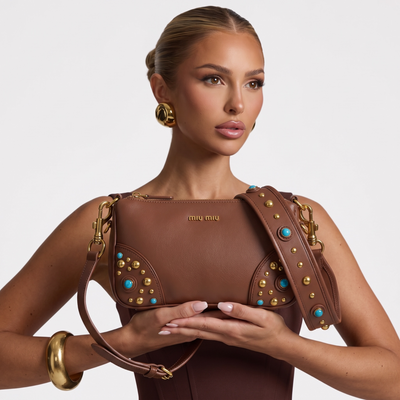 Miu Miu Brown Studded Leather Bag – Warm Tones, Fierce Elegance