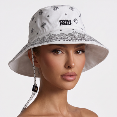 Miu Miu Paisley Bandana Bucket Hat – White & Black 🖤🤍