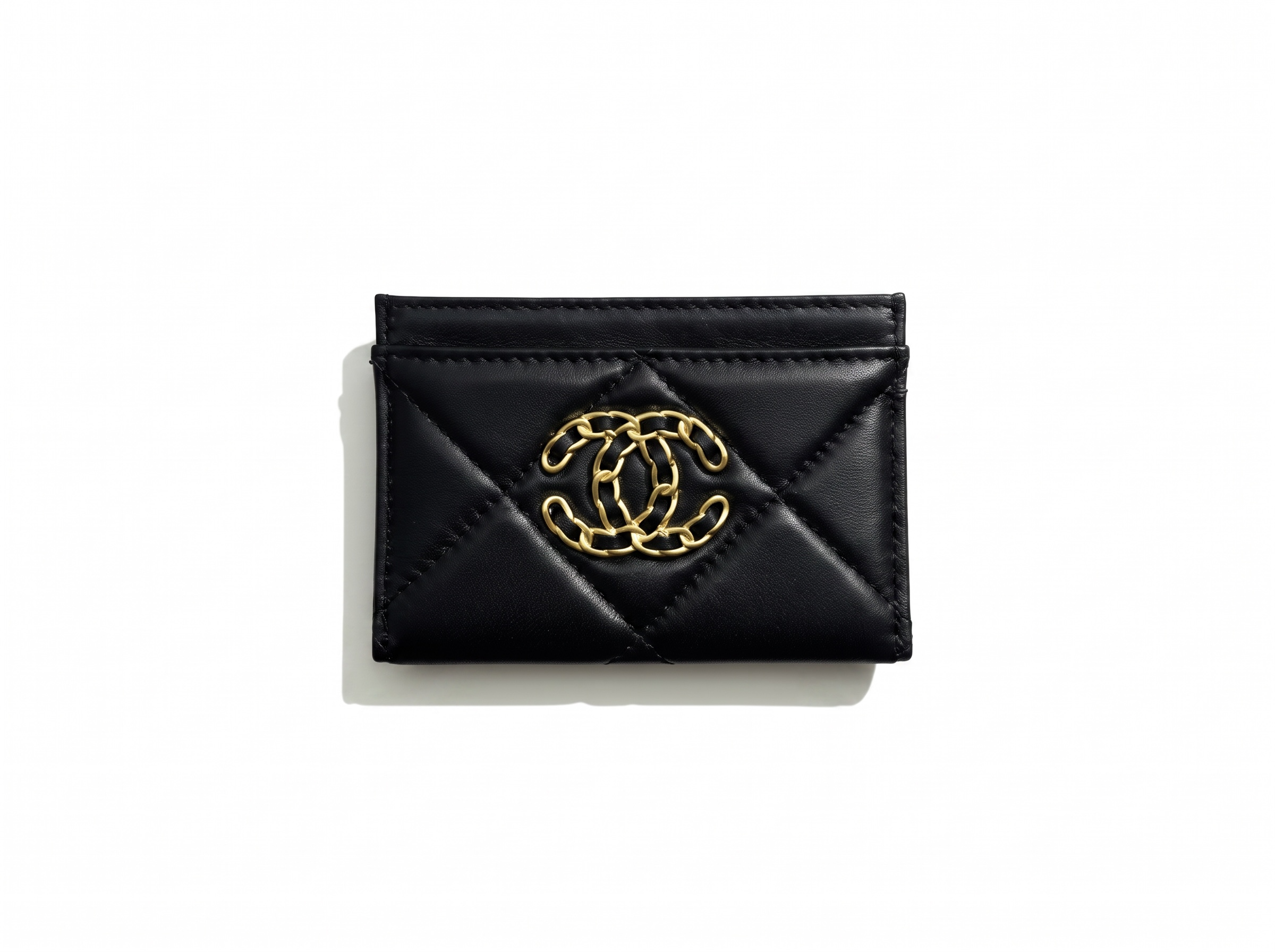 Chanel Black Quilted Card Holder with Gold Chain CC Logo 🖤✨