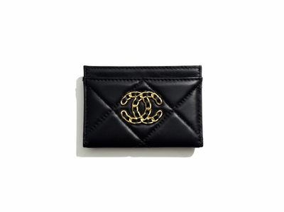 Chanel Black Quilted Card Holder with Gold Chain CC Logo 🖤✨