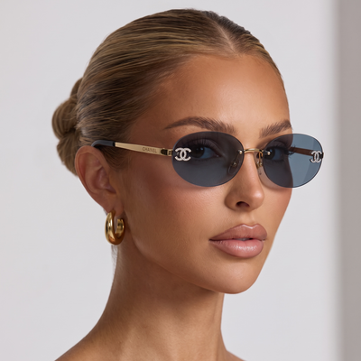 Chanel Rimless Rectangular Sunglasses 🕶️ | Gold Frame CC Logo Eyewear