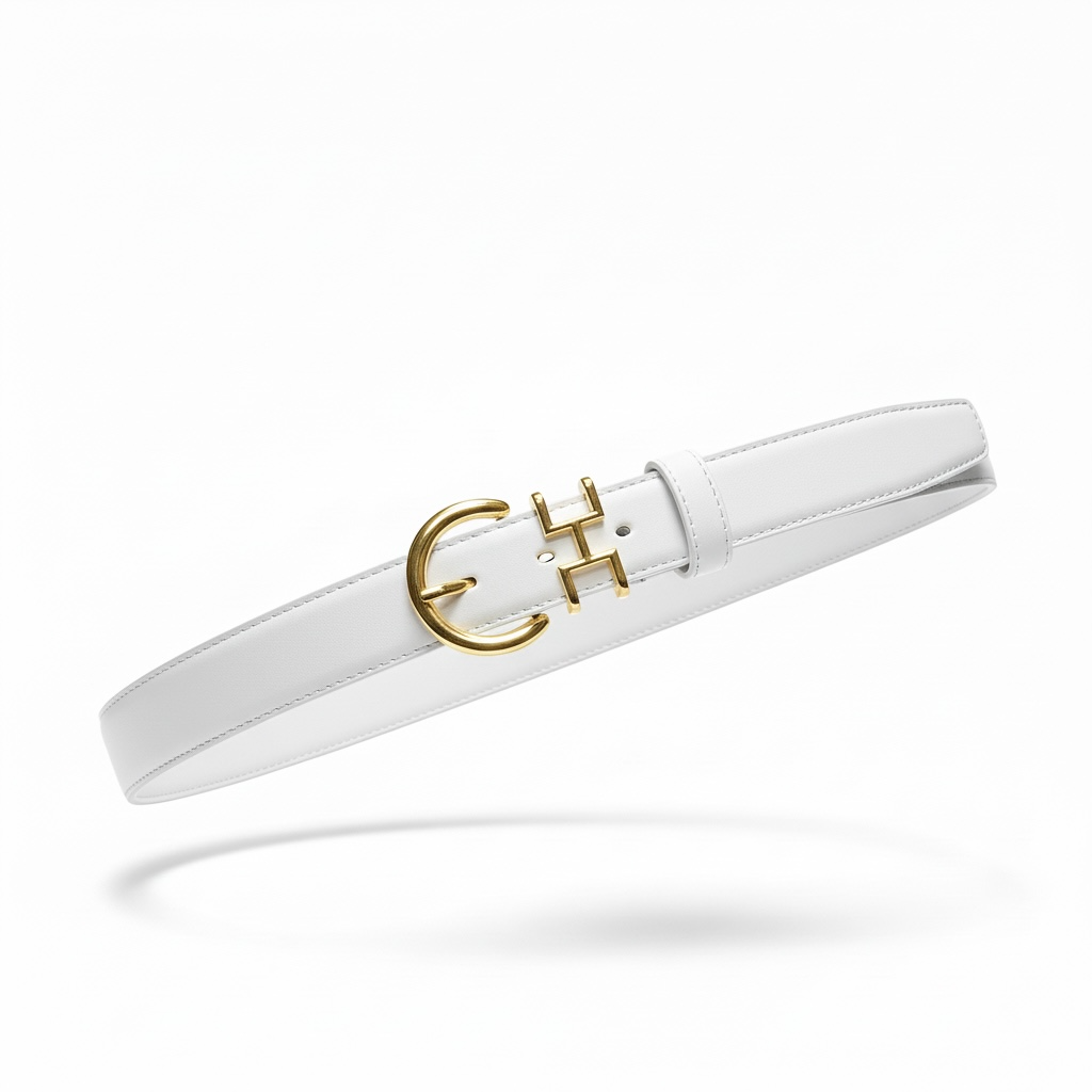 Hermès White Leather Belt with Gold H Buckle