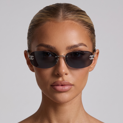 Chanel Rimless Oval Sunglasses Black Elegant Luxury 🖤✨😎