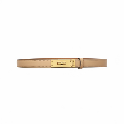 Hermès Beige Leather Slim Belt with Gold Turn-Lock ✨🤍