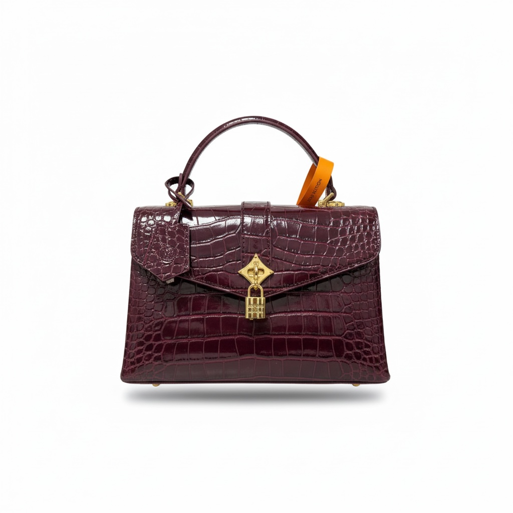 Louis Vuitton Crocodile-Embossed Top-Handle Bag – Burgundy Wine 🍷👜