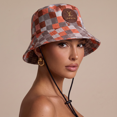 🧡 Louis Vuitton Checkered Bucket Hat | Adjustable Strap Outdoor Style 🎩