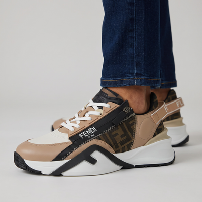 Fendi Flow Sneakers – Beige & Black Luxury Runner 🤍🖤