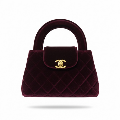 🍷✨ Chanel Quilted Velvet Top-Handle Bag – Burgundy Elegance ✨🍷