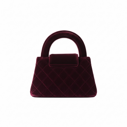 🍷✨ Chanel Quilted Velvet Top-Handle Bag – Burgundy Elegance ✨🍷