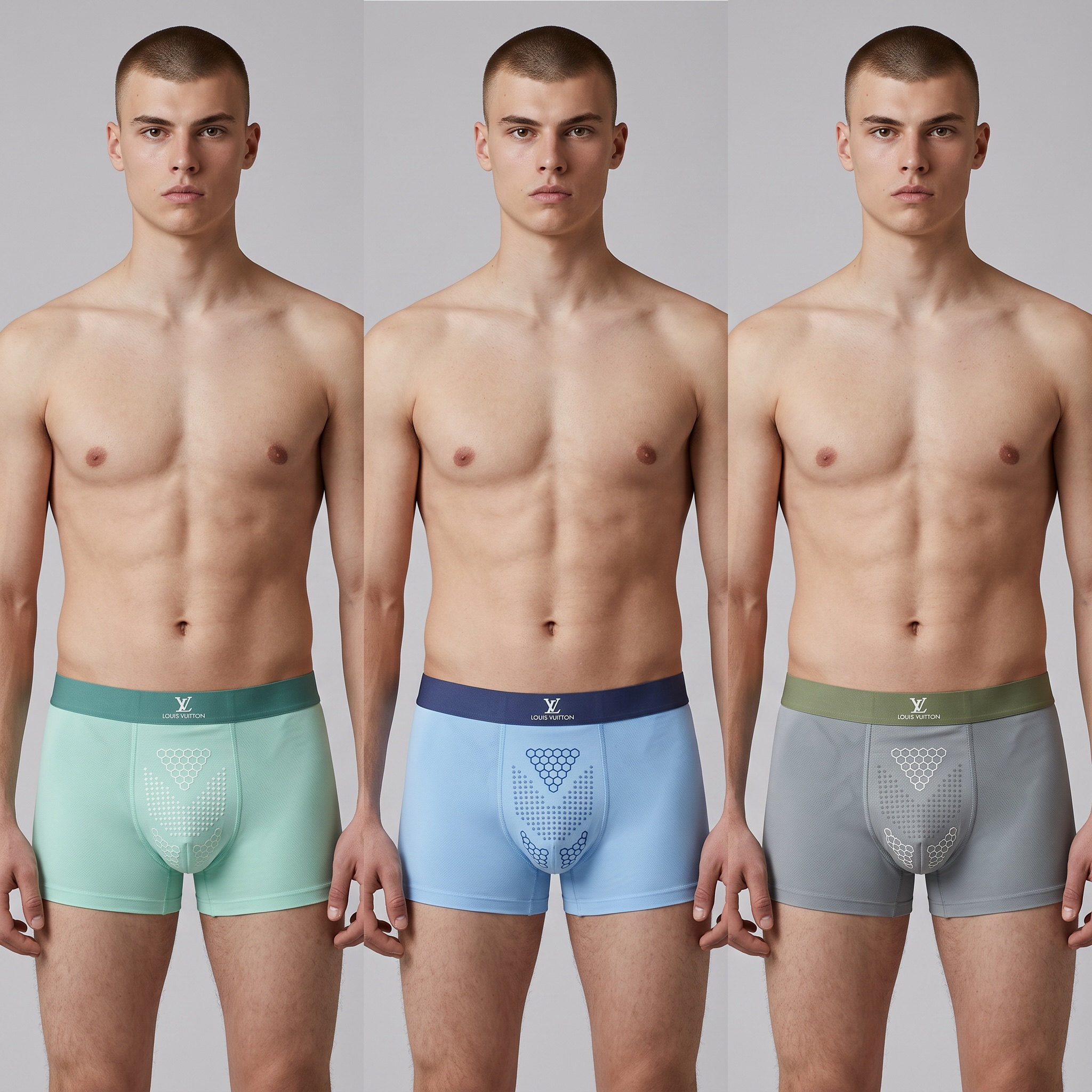 Louis Vuitton Performance Boxer Briefs – 3-Pack (Mint, Sky Blue & Grey)