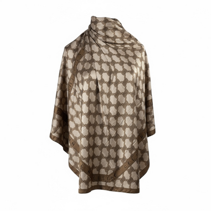 🤎 Celine Silk Scarf – Triomphe Pattern in Beige & Brown Elegance ✨