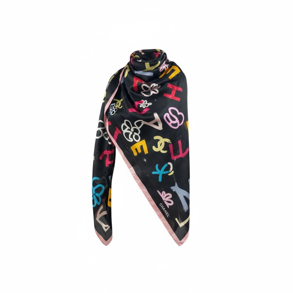 🖤 Chanel Multicolor Silk Scarf – Iconic Parisian Elegance ✨