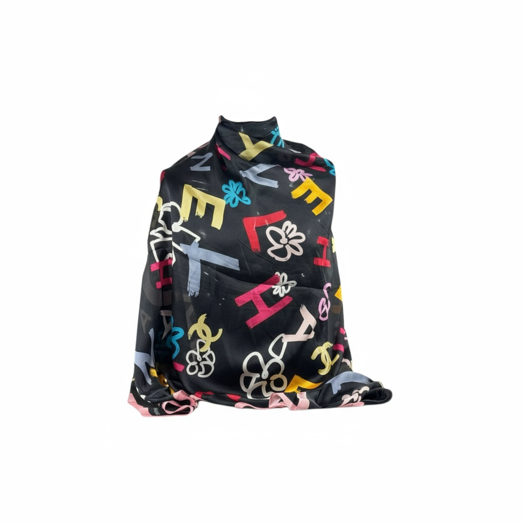 🖤 Chanel Multicolor Silk Scarf – Iconic Parisian Elegance ✨