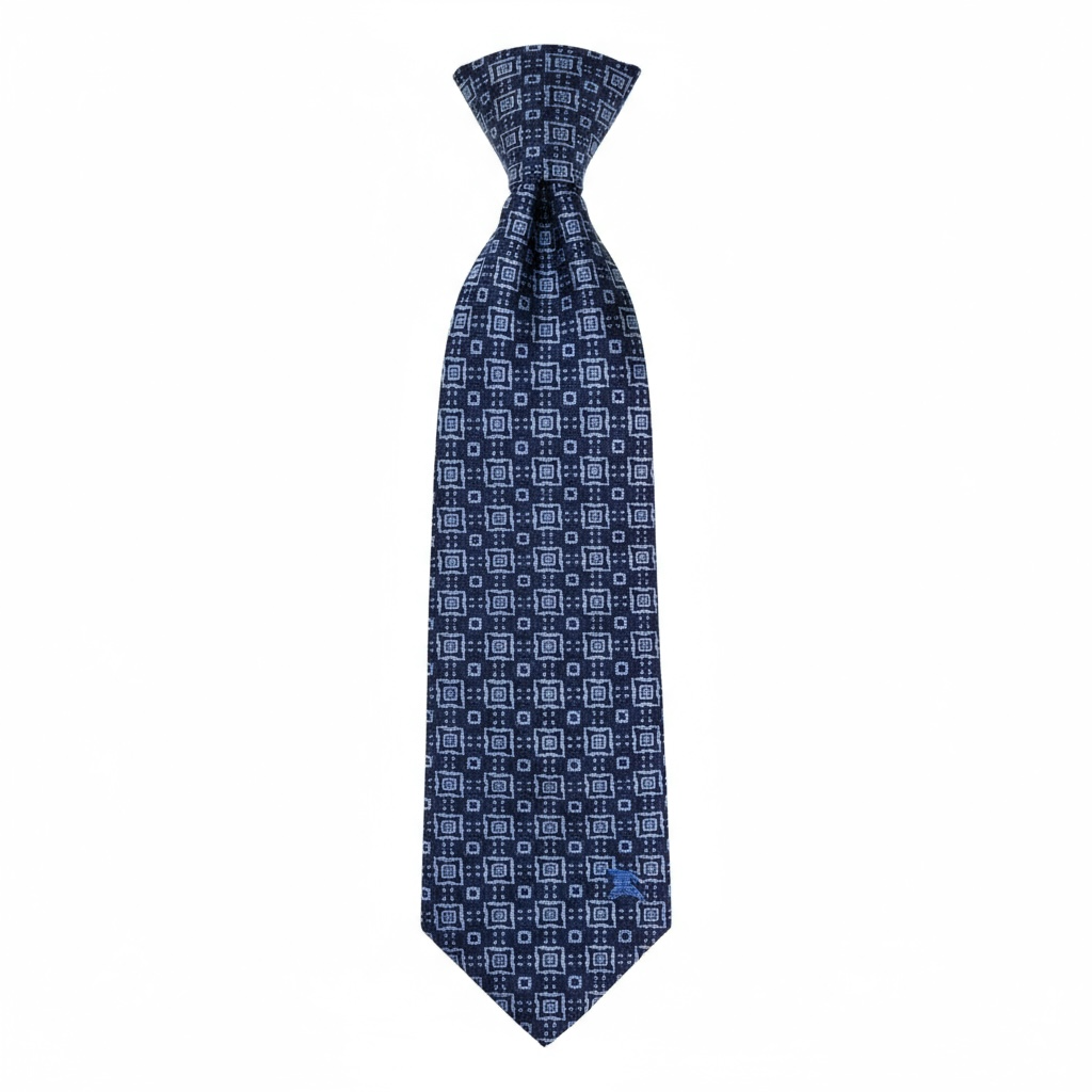 🔷 Burberry Luxury Silk Tie – Navy Blue Geometric Pattern 👔💼 | Designer Men’s Necktie