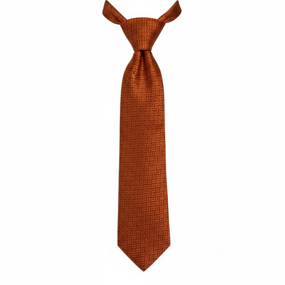 🧡 Hermès Luxury Silk Tie – Classic Orange Geometric Pattern 👔✨ | Designer Men’s Necktie