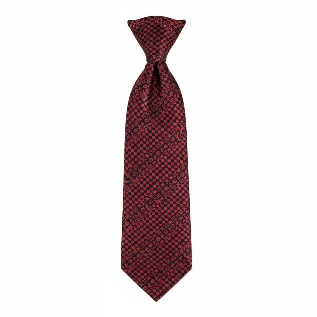 🔥 Louis Vuitton Luxury Silk Tie – Red & Black Checker Monogram 👔💼 | Designer Men’s Necktie