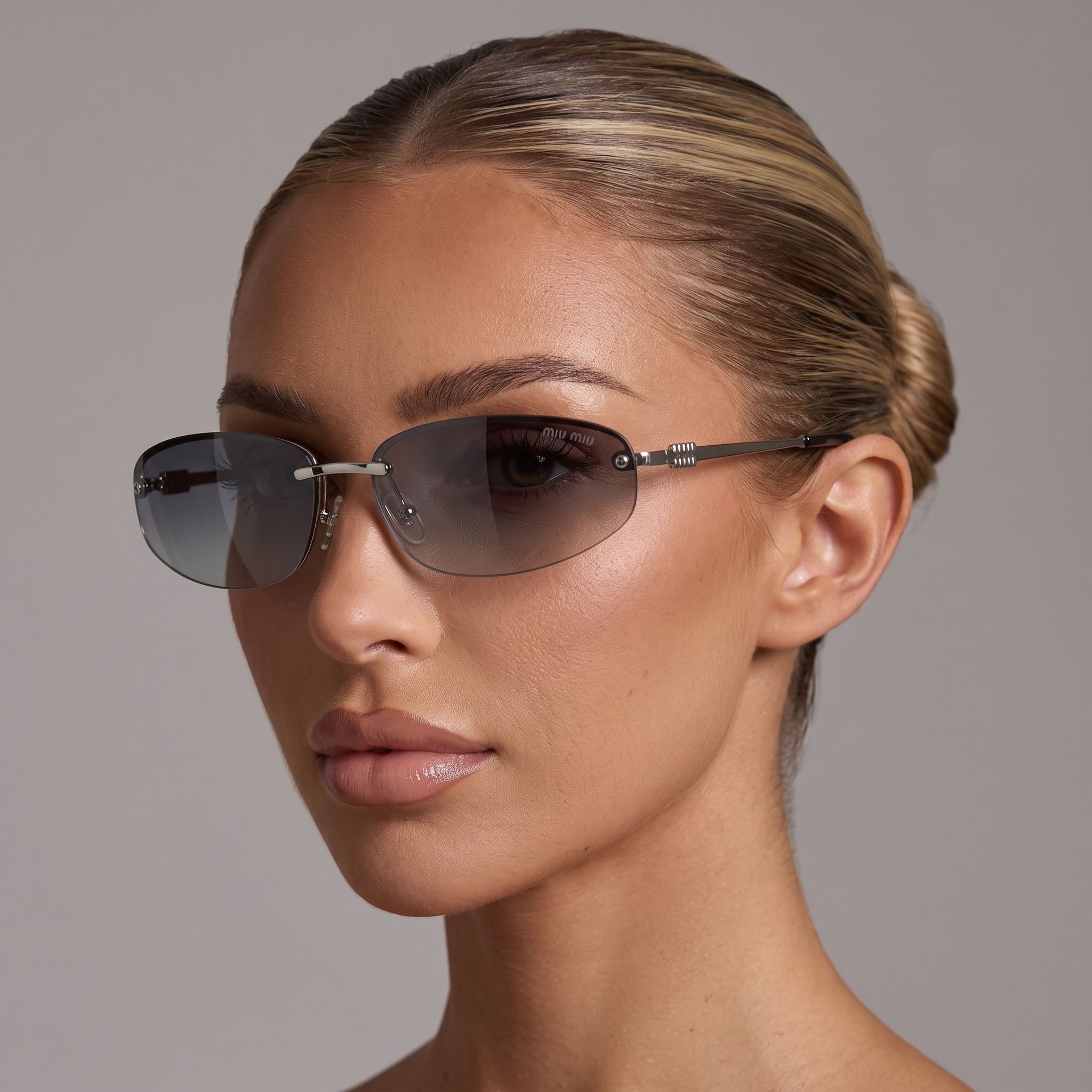 Miu Miu Rimless Silver Luxe Sunglasses – Minimal Chic Statement ✨🖤