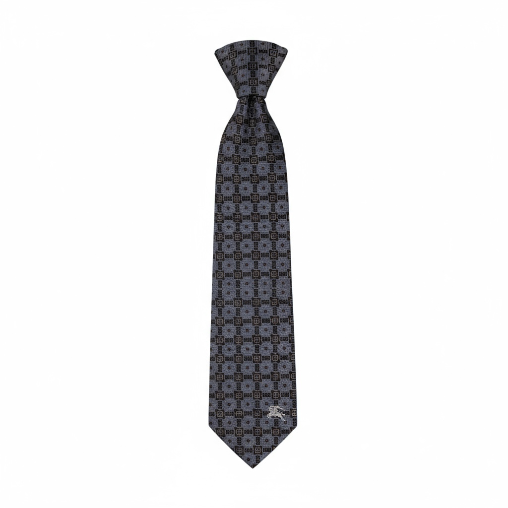 ✨ Burberry Luxury Silk Tie – Grey & Black Check Pattern 👔💼 | Designer Men’s Necktie