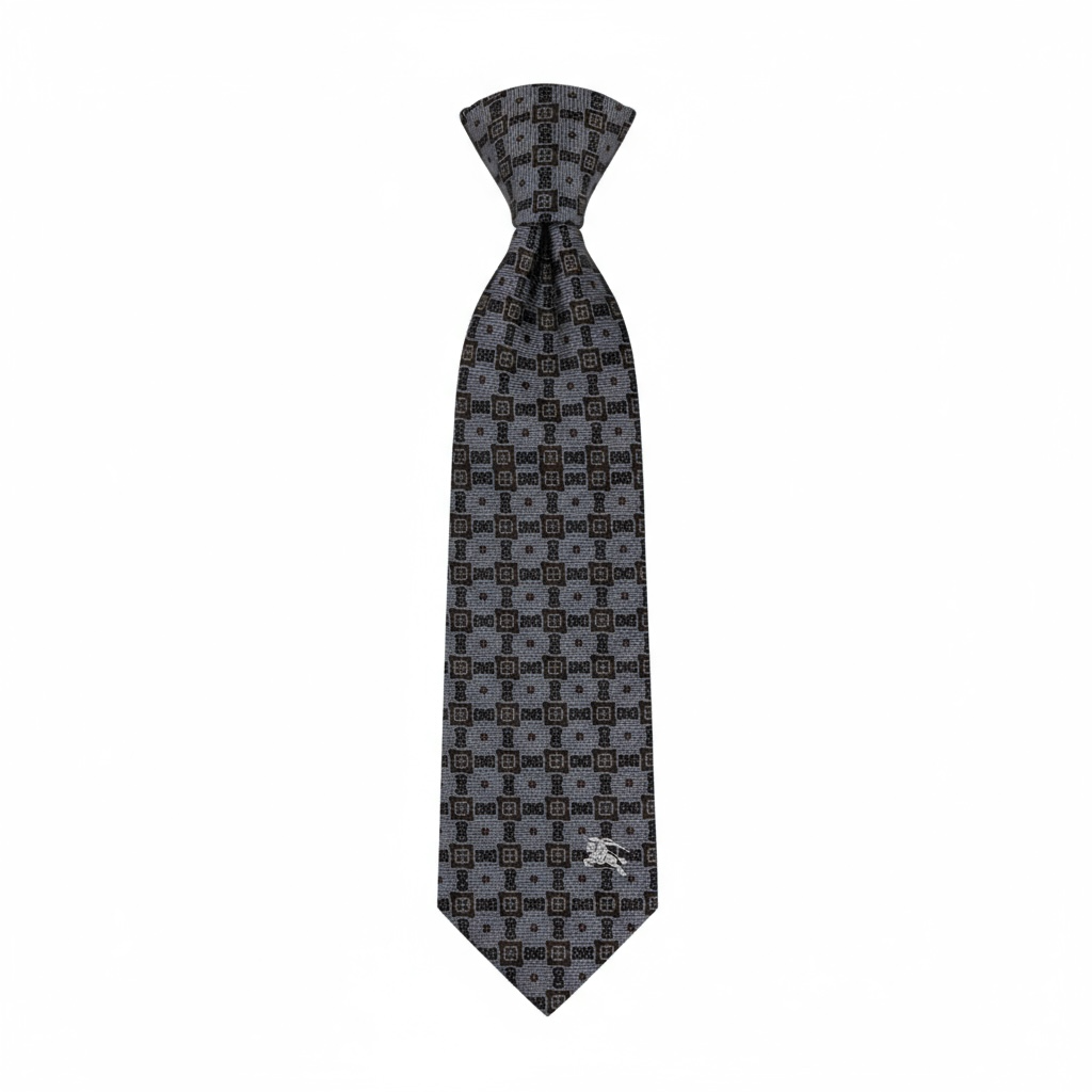 ✨ Burberry Luxury Silk Tie – Grey & Black Check Pattern 👔💼 | Designer Men’s Necktie
