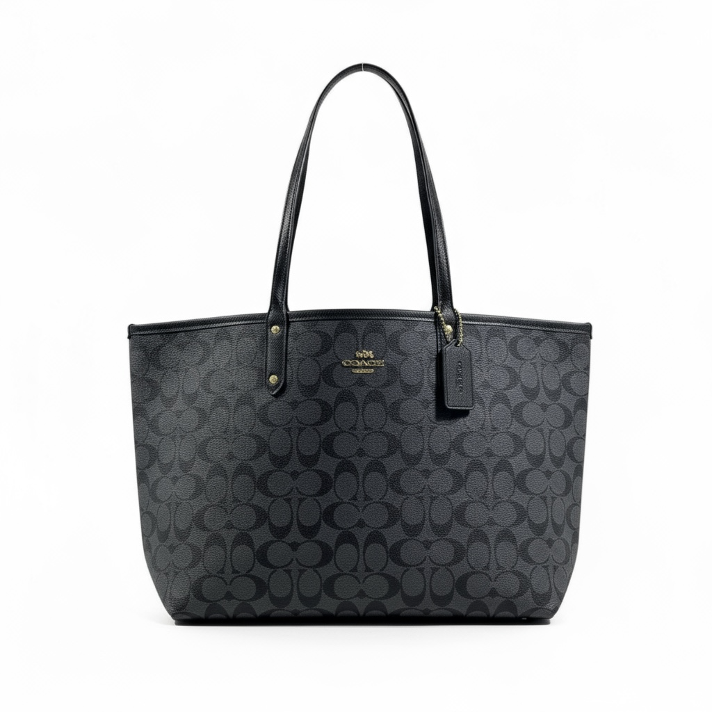 Coach Double-Face Tote Bag 👜🖤✨ | Reversible Monogram Black & Smooth Black • 2-in-1 Luxury Tote