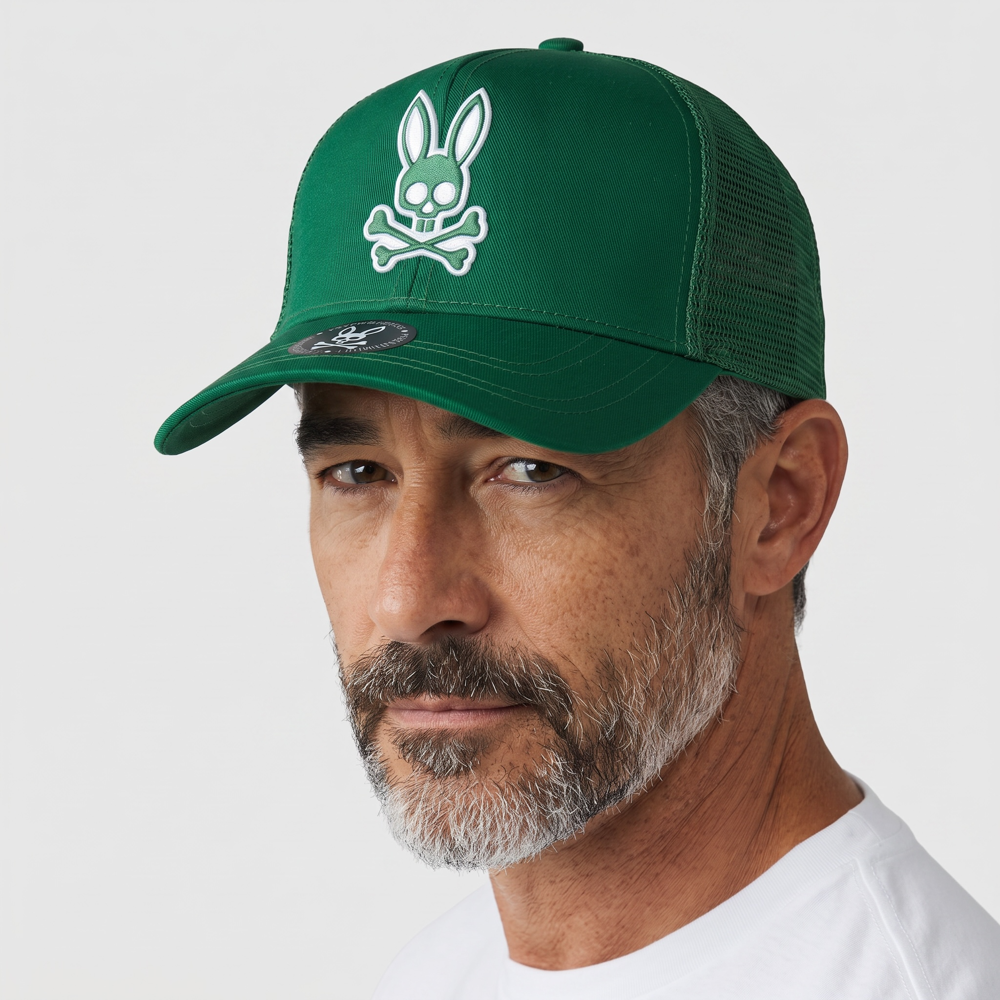 🧢 Psycho Bunny Green Trucker Cap – Iconic Skull Edition 💚🐰💀