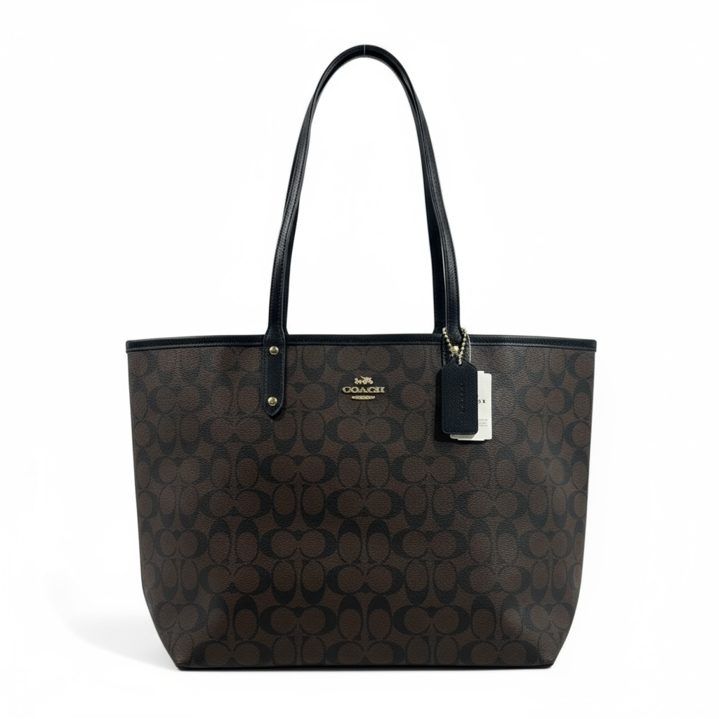 Coach Double-Face Tote Bag 👜✨ | 2-in-1 Monogram Brown & Black • Reversible Luxury Tote