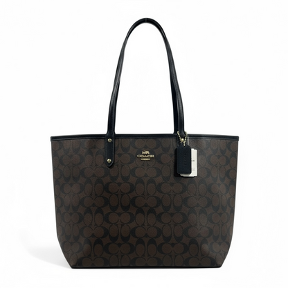 Coach Double-Face Tote Bag 👜✨ | 2-in-1 Monogram Brown & Black • Reversible Luxury Tote