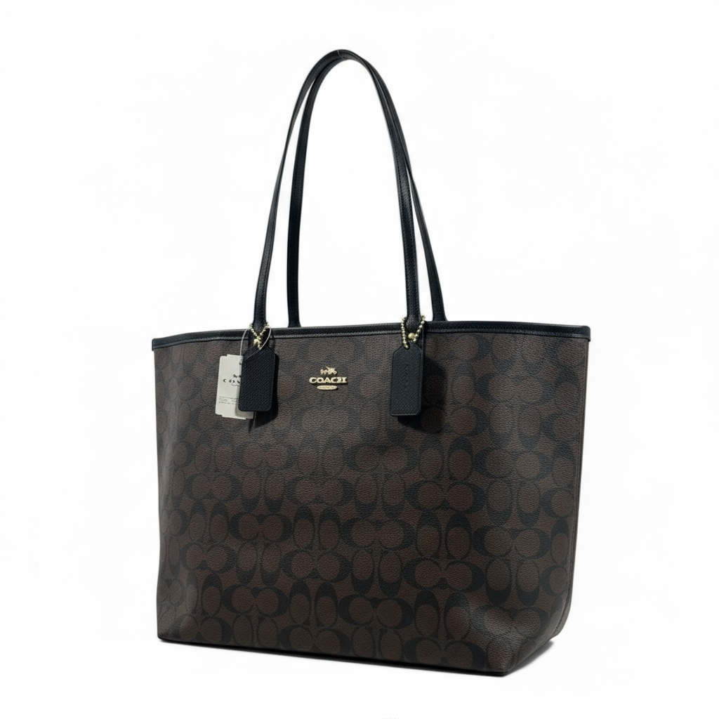 Coach Double-Face Tote Bag 👜✨ | 2-in-1 Monogram Brown & Black • Reversible Luxury Tote