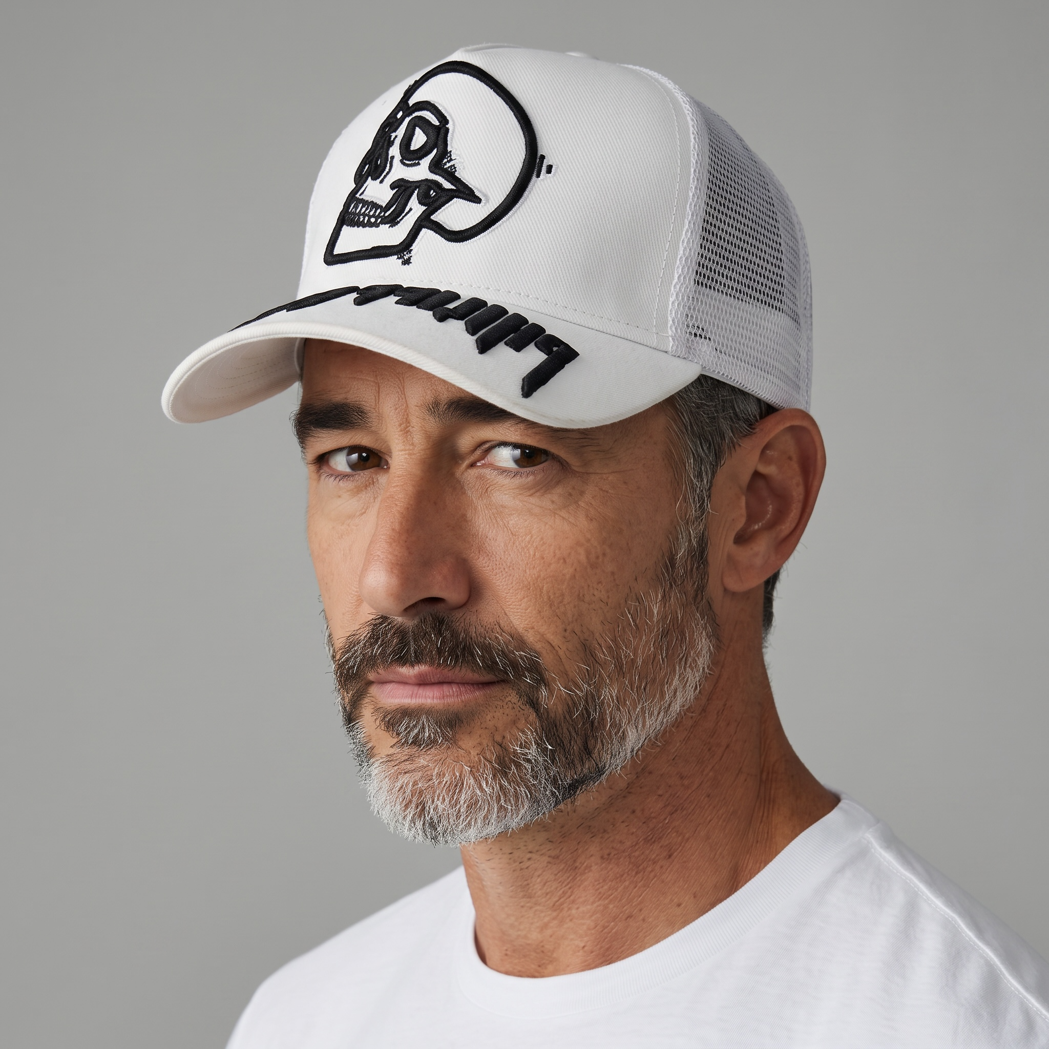 Philipp Plein Mesh Skull Cap 🧠💀 | White Trucker with Bold Black Edge