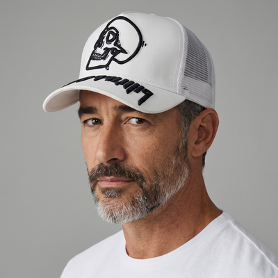 Philipp Plein Mesh Skull Cap 🧠💀 | White Trucker with Bold Black Edge