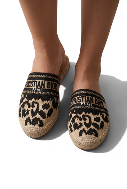 Christian Dior Leopard Espadrille Slides – Animal Print Designer Mules 🐆✨ | Dior Paris Luxury Summer Sandals