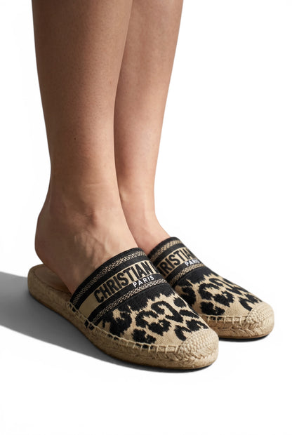 Christian Dior Leopard Espadrille Slides – Animal Print Designer Mules 🐆✨ | Dior Paris Luxury Summer Sandals