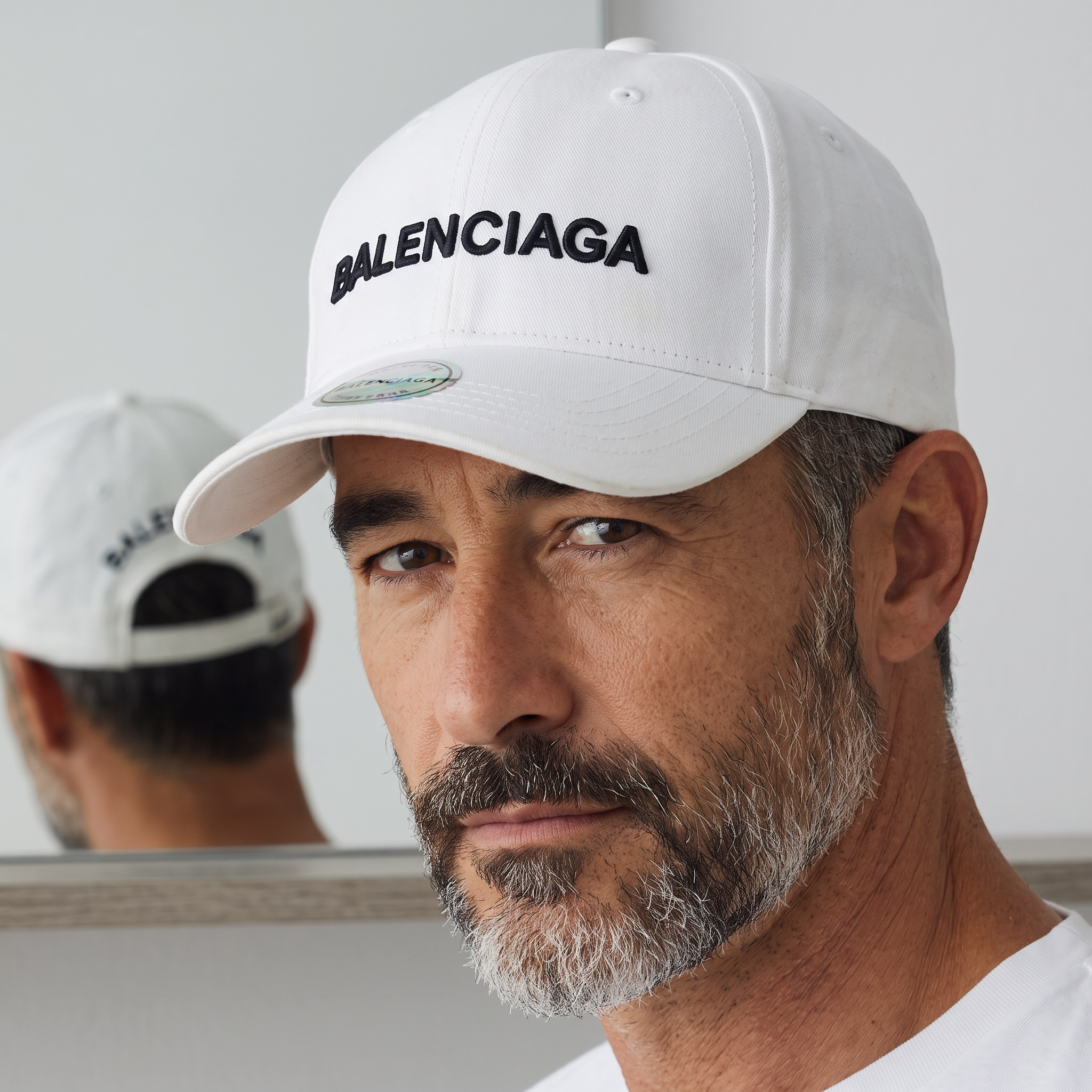 Balenciaga Embroidered Logo Baseball Cap – White