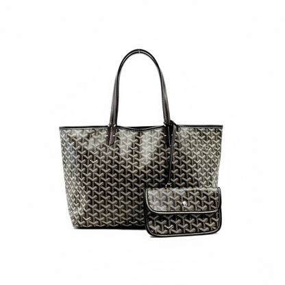 Goyard Tote Bag 🖤✨ | Classic Brown • Signature Chevron Pattern • Matching Pouch