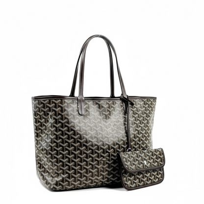 Goyard Tote Bag 🖤✨ | Classic Brown • Signature Chevron Pattern • Matching Pouch