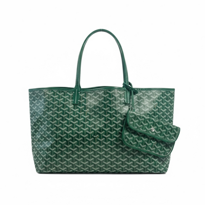 Goyard Tote Bag 💚✨ | Emerald Green • Signature Chevron Pattern • Matching Pouch