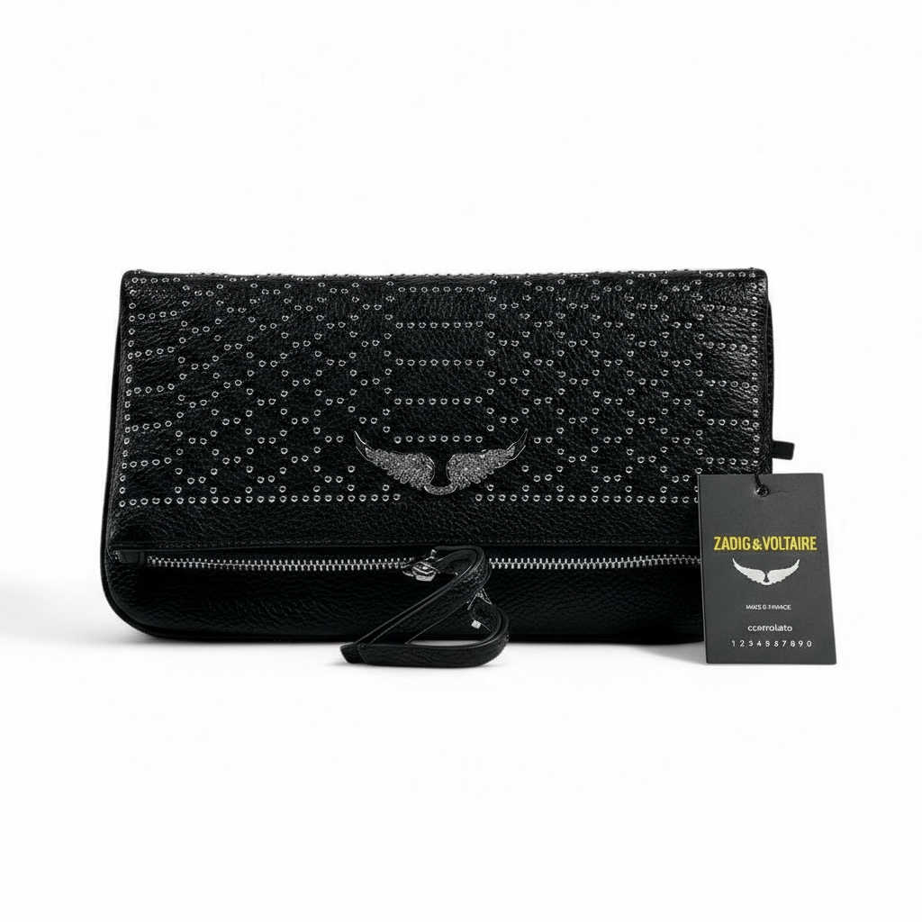 Zadig & Voltaire Black Studded Leather Shoulder Bag 🖤✨ | Iconic Parisian Glam