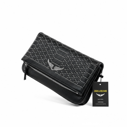 Zadig & Voltaire Black Studded Leather Shoulder Bag 🖤✨ | Iconic Parisian Glam