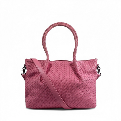 Bottega-Inspired Woven Leather Tote Bag – Pink Glam Edition 💖👜
