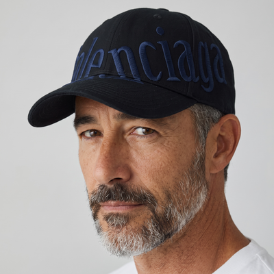 Balenciaga Black Cap with Royal Blue Oversized Logo – Bold Luxury Street Style 🔵🖤🧢