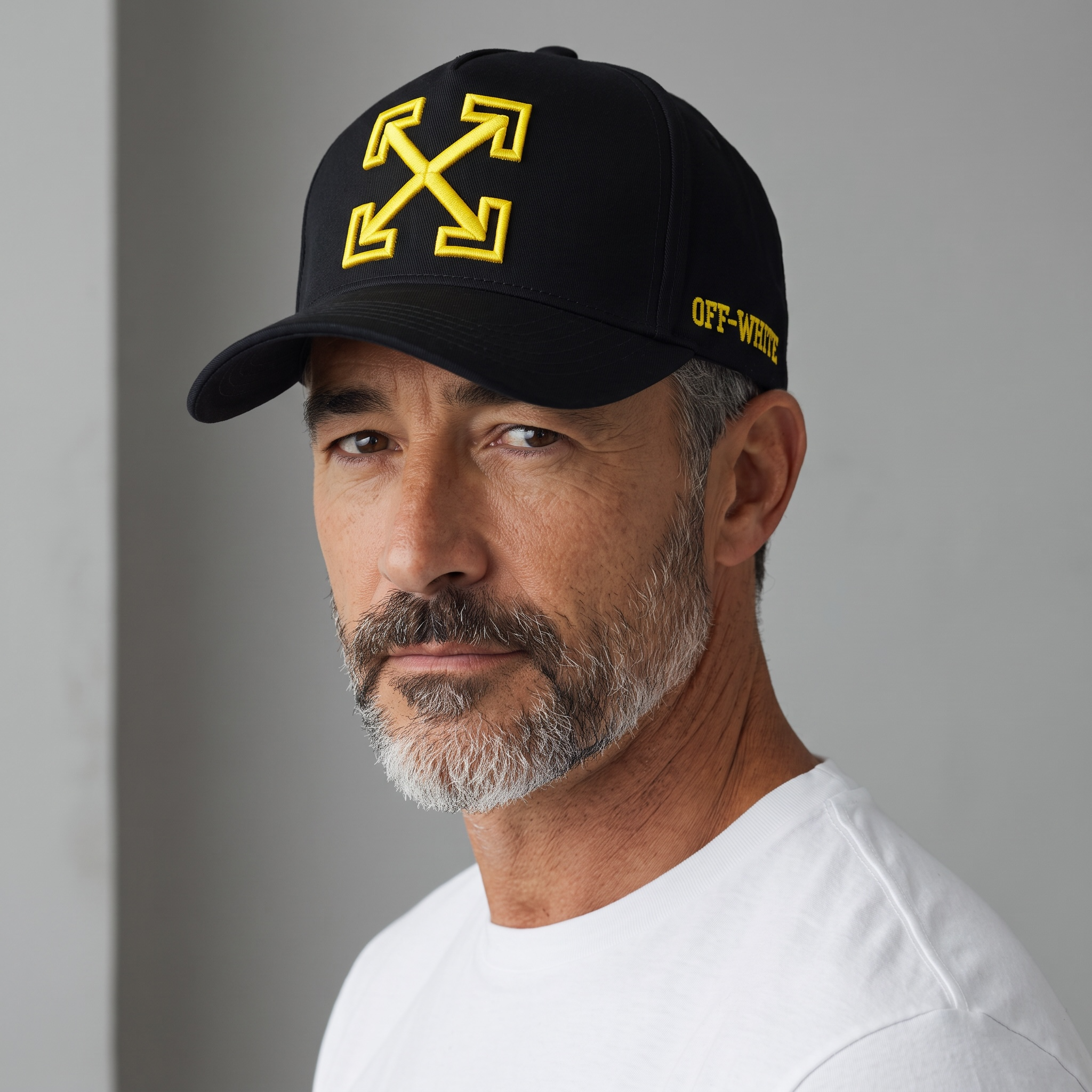 🧢✨ Off-White Arrow Logo Baseball Cap – Black & Yellow 🖤💛